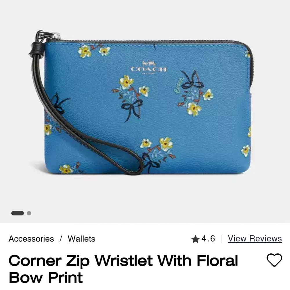 Coach wristlet with Floral Bow Print, blue